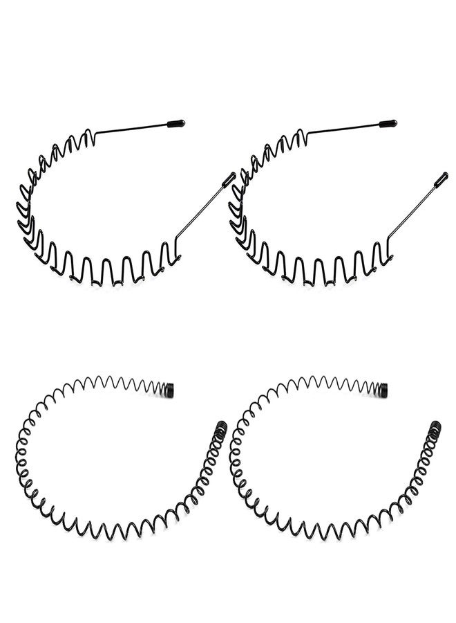 JERLITU Mens Hair Bands, Womens Fashion Headband Neutral Wave Headband, Outdoor Sports Hair Bands Simple Elastic Non-Slip Hair Accessories. (4 Pcs) - Image 1